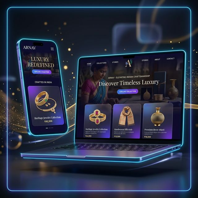 Modern high-converting website design for Indian businesses on mobile and laptop